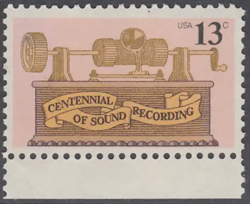 USA Michel 1293 / Scott 1705 postfrisch EINZELMARKE RAND unten - 100. Jahrestag der ersten Tonaufnahme: Phonograph