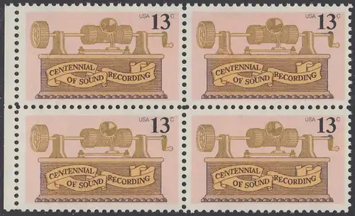 USA Michel 1293 / Scott 1705 postfrisch BLOCK RÄNDER links  - 100. Jahrestag der ersten Tonaufnahme: Phonograph