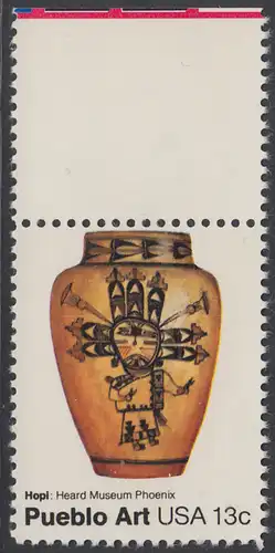 USA Michel 1296 / Scott 1708 postfrisch EINZELMARKE RAND oben - Amerikanische Volkskunst: Töpferkunst der Pueblo-Indianer