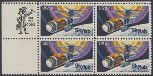 USA Michel 1136 / Scott 1529 postfrisch ZIP-BLOCK (ul) - Raumfahrtunternehmen Skylab