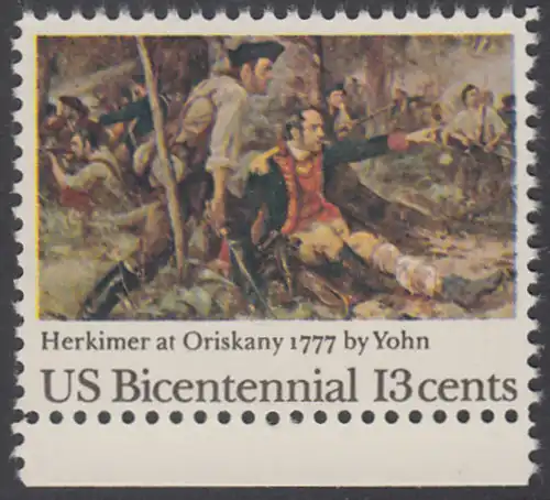 USA Michel 1310 / Scott 1722 postfrisch EINZELMARKE RAND unten - Unabhängigkeit der Vereinigten Staaten von Amerika (1976): 200. Jahrestag der Schlacht von Oriskany