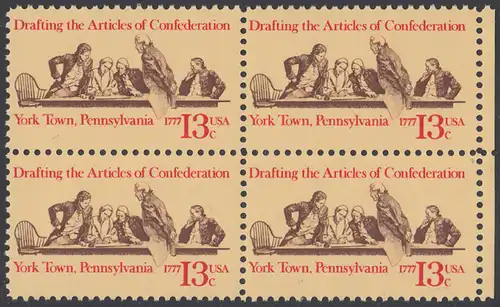 USA Michel 1312 / Scott 1726 postfrisch BLOCK RÄNDER rechts - Unabhängigkeit der Vereinigten Staaten von Amerika: 200. Jahrestag der Unterzeichnung der Bündnisvereinbarungen des amerikanischen Bundes, Mitglieder des kontinentalen Kongresses beim...
