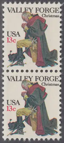 USA Michel 1317 / Scott 1729 postfrisch vert.PAAR - Weihnachten: General George Washington beim Gebet in Valley Forge