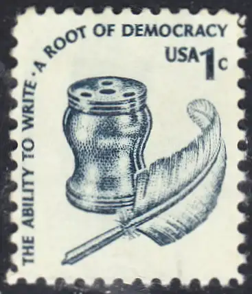 USA Michel 1320 / Scott 1581 postfrisch EINZELMARKE (a1) - Americana-Ausgabe: Tintenfass und Federkiel im Kolonialstil 