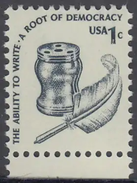 USA Michel 1320 / Scott 1581 postfrisch EINZELMARKE RAND unten - Americana-Ausgabe: Tintenfass und Federkiel im Kolonialstil 