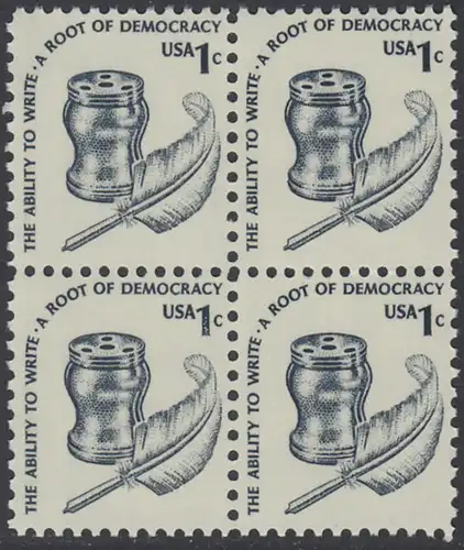 USA Michel 1320 / Scott 1581 postfrisch BLOCK - Americana-Ausgabe: Tintenfass und Federkiel im Kolonialstil 