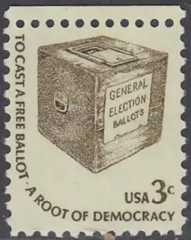 USA Michel 1322 / Scott 1584 postfrisch EINZELMARKE RAND oben - Americana-Ausgabe: Wahlurne