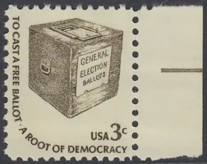 USA Michel 1322 / Scott 1584 postfrisch EINZELMARKE RAND rechts - Americana-Ausgabe: Wahlurne