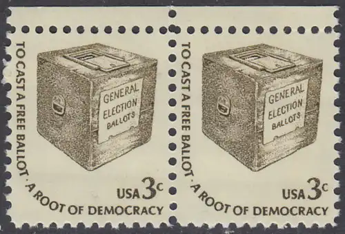 USA Michel 1322 / Scott 1584 postfrisch horiz.PAAR RÄNDER oben - Americana-Ausgabe: Wahlurne