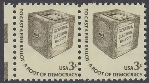 USA Michel 1322 / Scott 1584 postfrisch horiz.PAAR RAND links - Americana-Ausgabe: Wahlurne