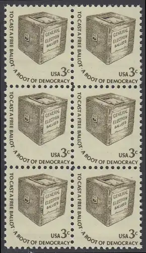 USA Michel 1322 / Scott 1584 postfrisch vert.BLOCK(6) - Americana-Ausgabe: Wahlurne