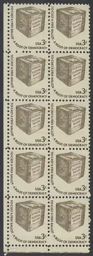 USA Michel 1322 / Scott 1584 postfrisch vert.BLOCK(10) ECKRAND unten links - Americana-Ausgabe: Wahlurne