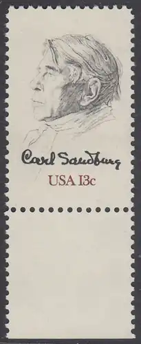 USA Michel 1324 / Scott 1731 postfrisch EINZELMARKE RAND unten - Carl Sandburg, Dichter