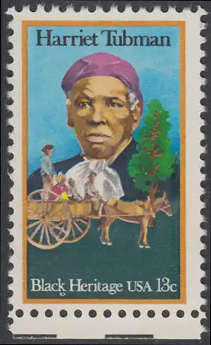 USA Michel 1328 / Scott 1744 postfrisch EINZELMARKE RAND unten - Schwarzamerikanisches Erbe: Harriet R. Tubman, Vorkämpferin für die Sklavenbefreiung