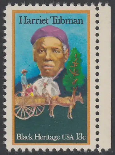 USA Michel 1328 / Scott 1744 postfrisch EINZELMARKE RAND rechts - Schwarzamerikanisches Erbe: Harriet R. Tubman, Vorkämpferin für die Sklavenbefreiung