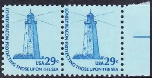 USA Michel 1334 / Scott 1605 postfrisch horiz.PAAR RÄNDER rechts - Americana-Ausgabe: Sandy-Hook-Leuchtturm, NJ 