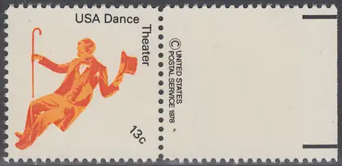 USA Michel 1335 / Scott 1750 postfrisch EINZELMARKE RAND rechts m/ copyright symbol - Kultureller Wert des Tanzens: Show-Tanz
