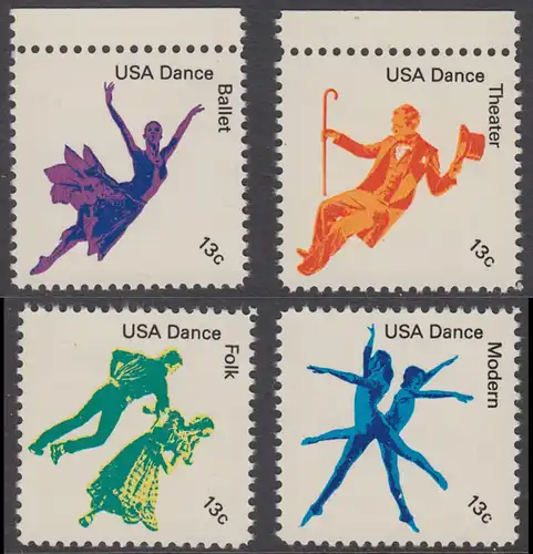 USA Michel 1335-1338 / Scott 1749-1753 postfrisch SATZ(4) EINZELMARKEN - Kultureller Wert des Tanzens