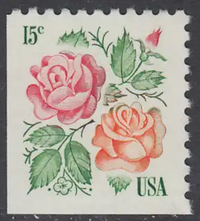 USA Michel 1354 / Scott 1737 postfrisch EINZELMARKE (links & unten ungezähnt) - Rosen: Red Masterpiece, Medaillon