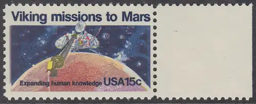 USA Michel 1356 / Scott 1759 postfrisch EINZELMARKE RAND rechts - 2. Jahrestag der Landung von Viking I auf dem Planeten Mars