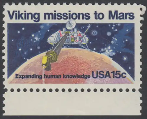 USA Michel 1356 / Scott 1759 postfrisch EINZELMARKE RAND unten - 2. Jahrestag der Landung von Viking I auf dem Planeten Mars