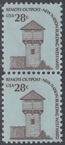USA Michel 1357 / Scott 1604 postfrisch vert.PAAR - Americana-Ausgabe: Wachturm des Fort Nisqually, WA (erbaut 1833)