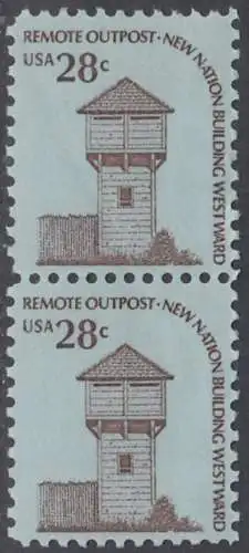 USA Michel 1357 / Scott 1604 postfrisch vert.PAAR - Americana-Ausgabe: Wachturm des Fort Nisqually, WA (erbaut 1833)