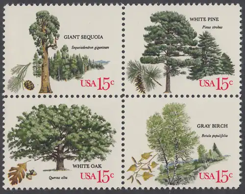 USA Michel 1364-1367 / Scott 1764-1767 postfrisch BLOCK - Jahrestagung des Verbands amerikanischer Förster: Bäume