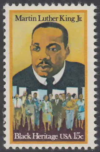 USA Michel 1372 / Scott 1771 postfrisch EINZELMARKE - Schwarzamerikanisches Erbe: Martin Luther King jr. (1929-1968), Baptistenpfarrer und Bürgerrechtskämpfer, Friedensnobelpreis 1964