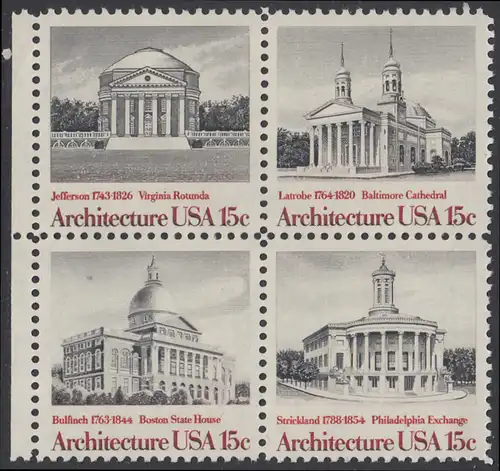 USA Michel 1382-1385 / Scott 1779-1782 postfrisch BLOCK RÄNDER links (a1) - Amerikanische Architektur