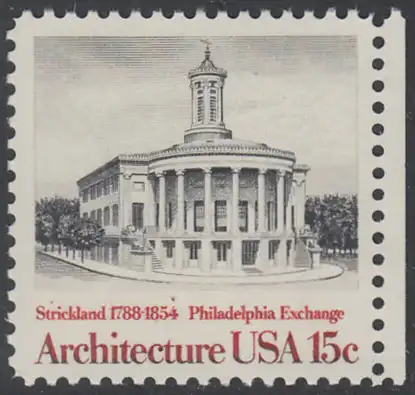USA Michel 1385 / Scott 1782 postfrisch EINZELMARKE RAND rechts - Amerikanische Architektur: Börse von Philadelphia 