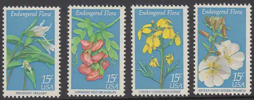 USA Michel 1386-1389 / Scott 1783-1786 postfrisch SET(4) EINZELMARKEN - Naturschutz: Blumen