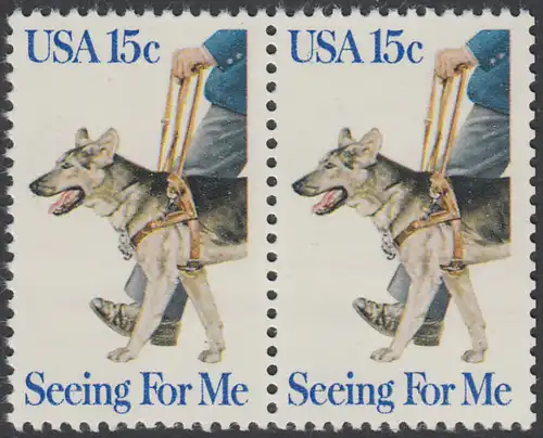 USA Michel 1390 / Scott 1787 postfrisch horiz.PAAR - Blindenhunde in Amerika