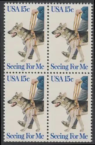 USA Michel 1390 / Scott 1787 postfrisch BLOCK - Blindenhunde in Amerika