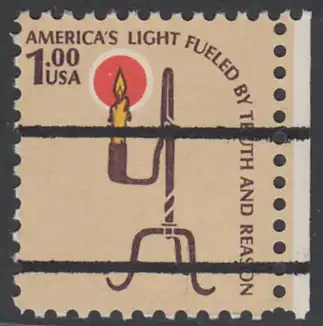 USA Michel 1391 / Scott 1610 postfrisch/precancelled EINZELMARKE RAND rechts - Americana-Ausgabe: Kerzenhalter aus der Pionierzeit