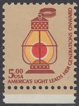 USA Michel 1393 / Scott 1612 postfrisch EINZELMARKE RAND unten - Americana-Ausgabe: Petroleum-Sturmlampe 