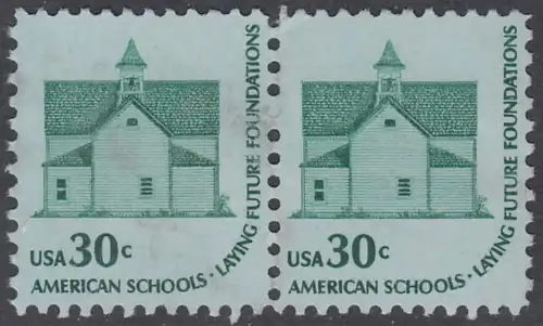 USA Michel 1394 / Scott 1606 postfrisch horiz.PAAR - Americana-Ausgabe: Morris Township School No. 2, Devils Lake, ND