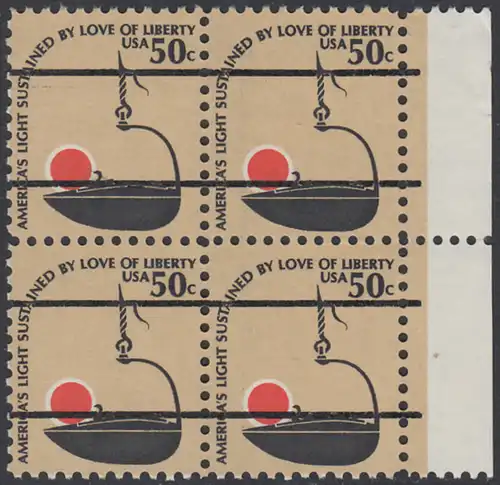 USA Michel 1396 / Scott 1608 postfrisch / precancelled BLOCK RÄNDER rechts - Americana-Ausgabe: Betty-Lampe