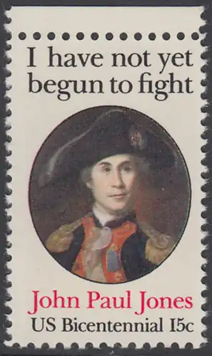 USA Michel 1397 / Scott 1789 postfrisch EINZELMARKE RAND oben - John Paul Jones (1747-1792), Held der Amerikanischen Revolution