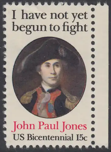 USA Michel 1397 / Scott 1789 postfrisch EINZELMARKE RAND rechts - John Paul Jones (1747-1792), Held der Amerikanischen Revolution