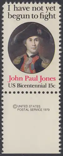 USA Michel 1397 / Scott 1789 postfrisch EINZELMARKE RAND unten m/ copyright symbol - John Paul Jones (1747-1792), Held der Amerikanischen Revolution