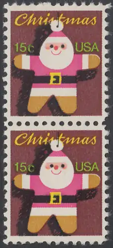USA Michel 1403 / Scott 1800 postfrisch vert.PAAR - Weihnachten: Santa Claus 