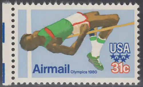 USA Michel 1405 / Scott C097 postfrisch EINZELMARKE RAND links - Olympische Sommerspiele 1980, Moskau; Hochsprung