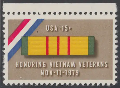 USA Michel 1407 / Scott 1802 postfrisch EINZELMARKE RAND oben - Vietnam-Veteranen-Ehrung: Ordensspange