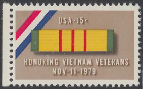 USA Michel 1407 / Scott 1802 postfrisch EINZELMARKE RAND links - Vietnam-Veteranen-Ehrung: Ordensspange