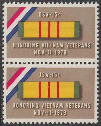 USA Michel 1407 / Scott 1802 postfrisch vert.PAAR - Vietnam-Veteranen-Ehrung: Ordensspange