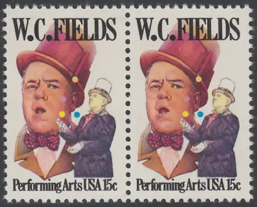 USA Michel 1410 / Scott 1803 postfrisch horiz.PAAR - Darstellende Künste und Künstler: W. C. Fields; Schauspieler und Artist, als Jongleur