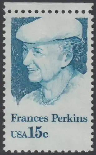 USA Michel 1427 / Scott 1821 postfrisch EINZELMARKE RAND oben (a1) - Frances Perkins, erstes weibliches Regierungsmitglied