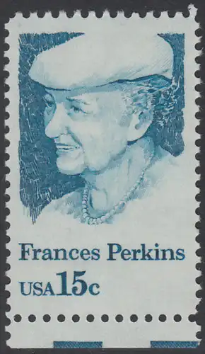 USA Michel 1427 / Scott 1821 postfrisch EINZELMARKE RAND unten - Frances Perkins, erstes weibliches Regierungsmitglied