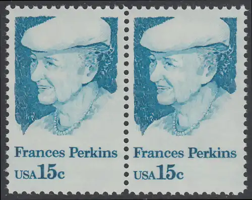 USA Michel 1427 / Scott 1821 postfrisch horiz.PAAR - Frances Perkins, erstes weibliches Regierungsmitglied